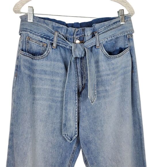 JOES JEANS Brinkley High Rise Paperbag Jeans Self Tie Waist Loose Fit Light Wash - Picture 4 of 14